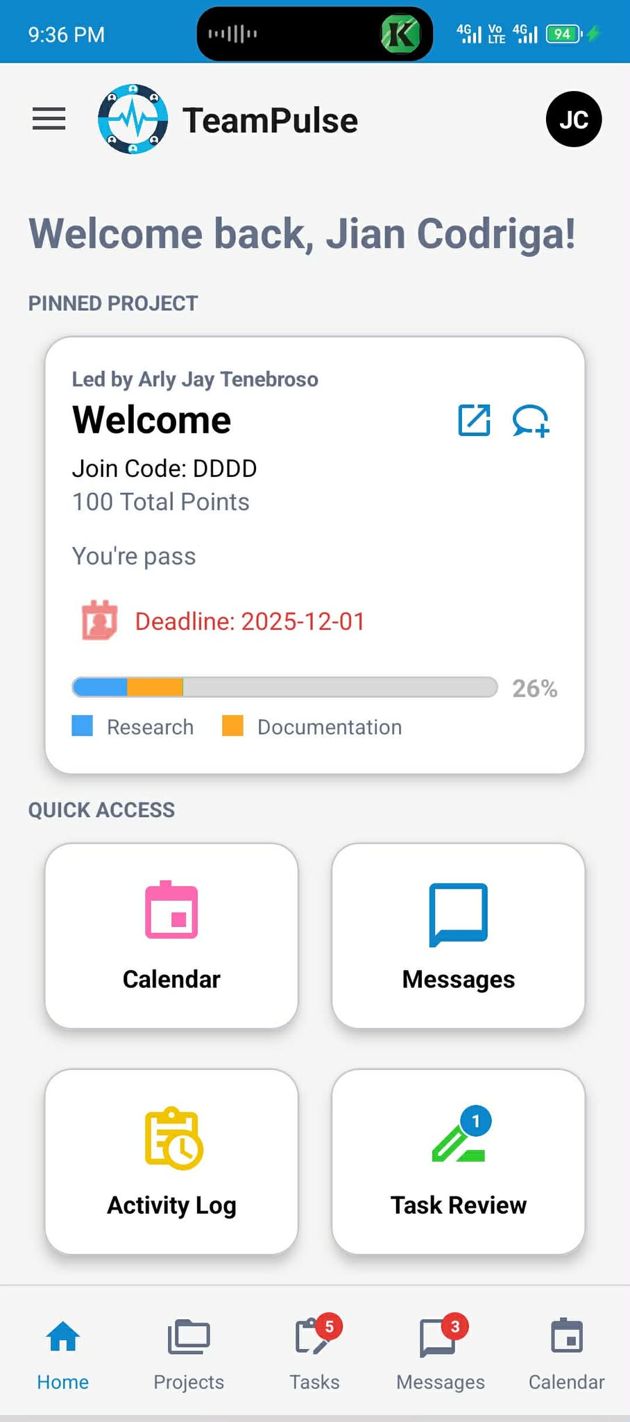 TeamPulse - Educational Project Management App